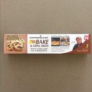 NWT NEW In Box Set of 3 Copper Chef Reusable Oven Bake and Grill Mats Sheets